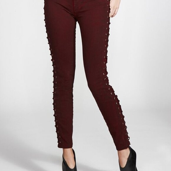 Guess Kate Skinny Merlot Lace Up Side Jeans - Picture 2 of 15